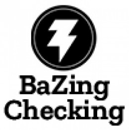 BaZing Checking logo with white bolt in a black circle