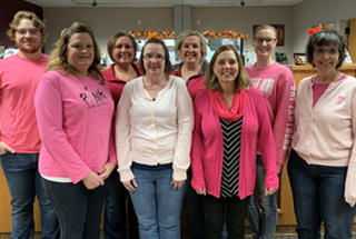 First Citizens employees dressed in pink shirts