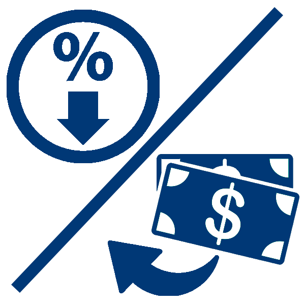 icon of low rate on auto loan or cash back option