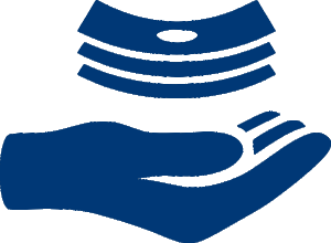 icon of receiving a personal loan of dollar bills